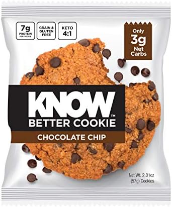 KNOW Foods Better Cookie, High Protein, Keto Friendly, Low Net Carb, Grain Free, Gluten Free, Single Cookie Sample, 1 Count (Chocolate Chip)
