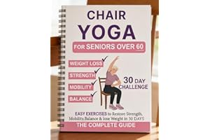 Chair Yoga Book for Seniors, Pink and White Cover Exercise Chart with Gentle Poses, Chair Workouts for Weight Loss and Balanc