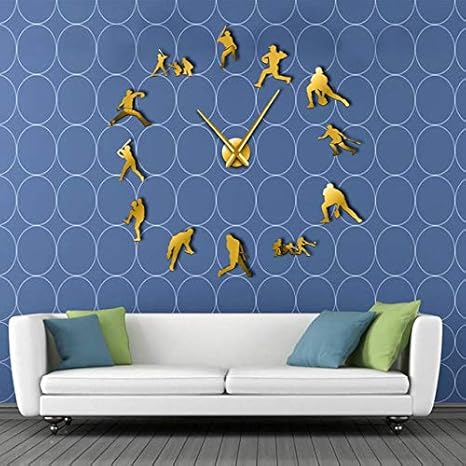 Kamas Decorative Modern Baseball Wall Clock 3d Frameless Diy Giant