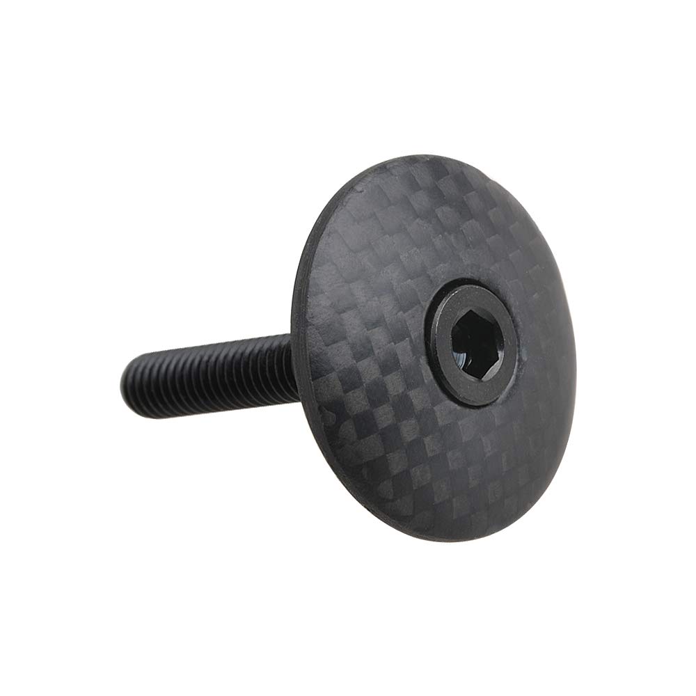Photo 1 of Wanyifa 1 1/8" 3K Carbon Fiber Cycling Headset Stem Top Cap with M6x35mm Titanium Bolt (Matte with Black)
