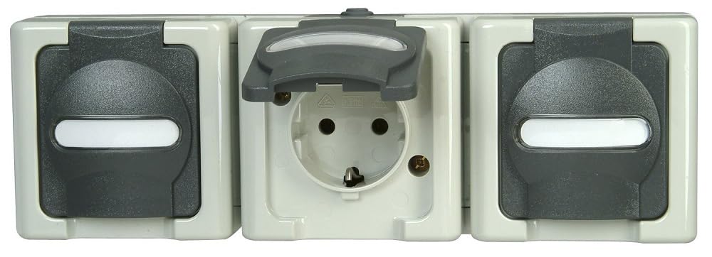 Kopp Blue Electric 131356005 Contact Protected Triple Plug Socket with Cover