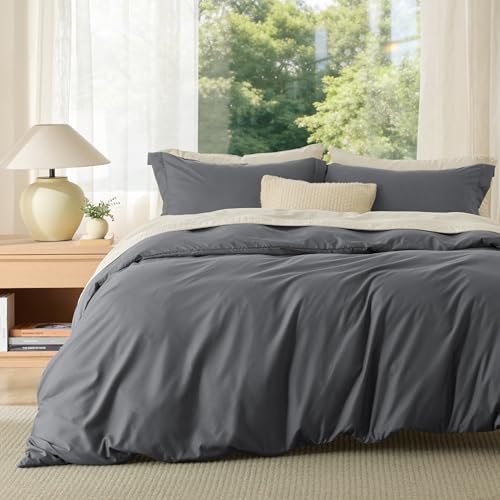 Bedsure Cal King Duvet Cover Set Dark Grey