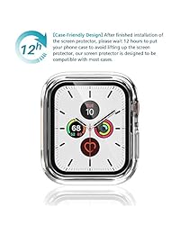 [6 unidades] Apple Watch Protector de pantalla (1.654 in Series 3 2 1 Compatible), MP-MALL [versión actualizada] anti burbujas líquido Skin Protector de pantalla HD Clear Flexible Film