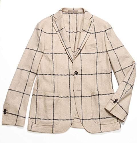 大人気 パオローニ ウールナイロン2bテーラードジャケット メンズ 47 Beige H5406b