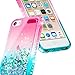iPod Touch 7 Case, iPod Touch 5/6 Case with Premium HD Screen Protector for Girls, NageBee Glitter Sparkle Liquid Floating Durable Clear Cute Case for iPod Touch 7th/6th/5th Generation -Pink/Aqua