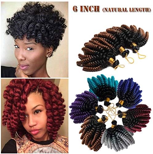6 Inch 5 Lots Short Curly Crochet Braids Hair Extension Jumpy Wand Curly Crochet Hair Jamaican Bounce Synthetic Braids Twist Hair For Women - Dark Black to Golden Blonde