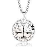 12 Constellation Necklace Stainless Steel Coin Disc Zodiac Horoscope Pendant Necklace for Women Men Personalized Jewelry