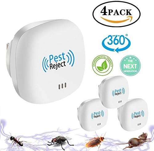 Tomu Ultrasonic Pest Repeller for Bugs and Insects, Mice Repellent to Repel and Prevent Mouse, Ant, Mosquito, Spider, Rodent, Roach,Child and Pets Safe Control(4 New Packs)