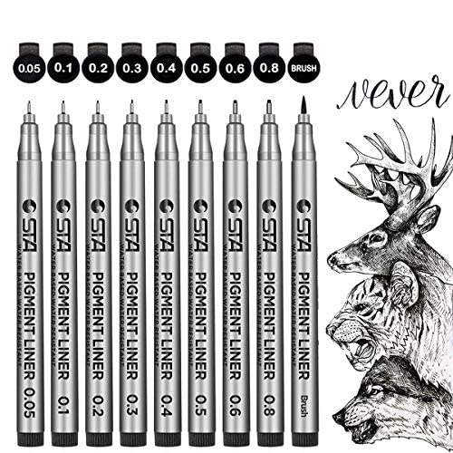 GXRYoicn Lth Fineliner Pens, Set of 9 Black Fineliner Pens Art Pens Drawing Pens, Art Supplies Writing Pens for Bullet Journal Technical Drawing Office Documents Illustration Manga — image 1