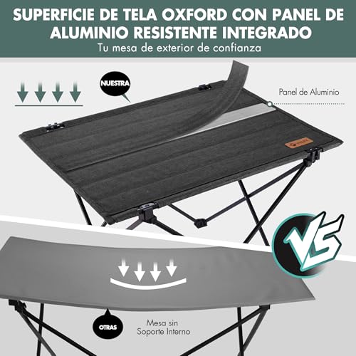 VILLEY Portable Folding Camping Table, Ultralight Outdoor Table with Bag, Aluminum and Oxford Fabric, for Picnic, Hiking and Outdoor Activities