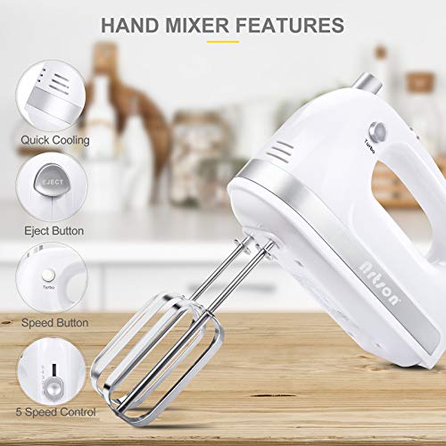 Hand Mixer Electric, Handheld Kitchen Mixers, 5 Speed and Turbo Boost