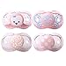 RazBaby Keep-It-Kleen Pacifiers - Pack of 4 (Pink Percy Puppy, Betty Butterfly, Pink Hearts & Flowers, Pink Polka Dots)