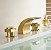 Rozin Gold Polished Waterfall Widespread Bathroom Basin Faucet with LED Light