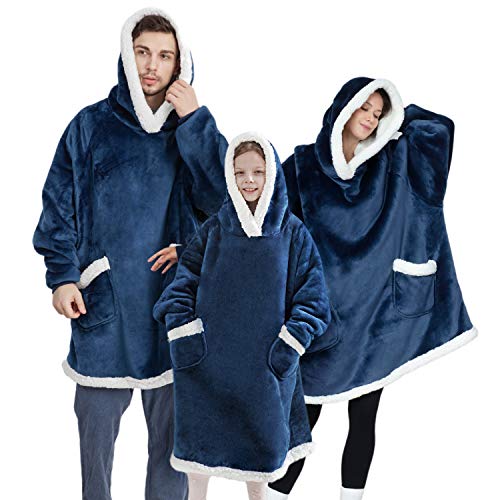 Bedsure Blanket Hoodie for Kids Hooded Wearable Blanket Sweatshirt