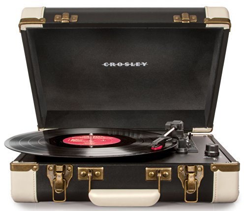 Crosley CR6019A-BK Executive Portable USB Turntable with Software for Ripping & Editing Audio, Black & White