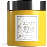 Consult Beaute Champagne Lift Hydrating Firming Body Cream with Pink Pepperslim for Crepey Skin Moisturizer Tightens, Tones & Hydrates Dry Skin on Arms & Legs - Vanilla Absolute, 8 oz.