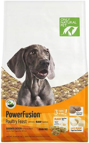 Only Natural Pet Powerfusion Raw Infused Grain Free Dog Food, High Protein All-Natural Whole, Fresh Ingredients & 100% Raw Meat Bites