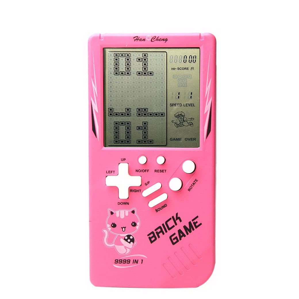 Retro big screen brick game console 9999 in 1 Tank/racing/shooting Casual puzzle game Adjustable difficulty and speed small and easy to carry best gifts (粉)