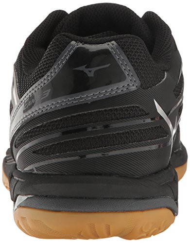 mizuno women's wave hurricane 3 - black/silver