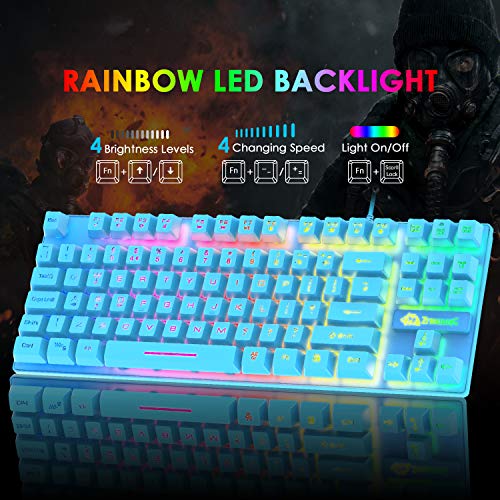Gaming Keyboard and Mouse Combo,88 Keys Compact Rainbow Backlit Mechanical Feel Keyboard,RGB Backlit 6400 DPI… - Image 2