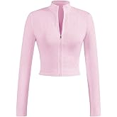 SOLY HUX Women's Full Zip Workout Running Crop Tops Athletic Jacket Long Sleeve Yoga Cropped Tee Shirts