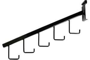 SSWBasics 5-J-Hook Waterfall Black Faceout for Wire Grid and Grid Wall - Pack of 5