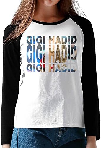 SZTTBD Women's Gigi Hadid Casual Long Sleeve Baseball T Shirts Black