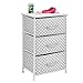 mDesign 3-Drawer Vertical Dresser Storage Tower - Sturdy Steel Frame, Wood Top and Easy Pull Fabric Bins - Multi-Bin Organizer Unit for Child/Kids Bedroom or Nursery - Light Gray with White Polka Dots