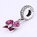 SOUKISS Fushcia Orchid Charms 925 Sterling Silver Charms with Cz Stone and Enamel for European Charms Bracelet