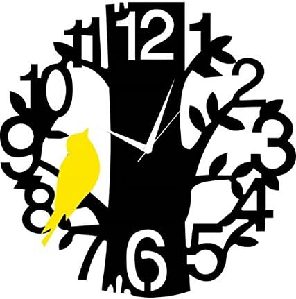 VK Collection Wall Clocks for Living Room, New Wall Clock, Wall Clock for Bedroom Stylish, Wall Clock for Office, Wall Clock for Gifts, Stylish Wall Clock Digital Print (with Glass) Black::Yellow