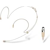 Haoin Headset Microphone Double Over Ear Earset Over Ear Headworn Mic Compatible with AKG Wireless System Bodypack Transmitter with 1.2m Cable Windscreen Mini XLR 3 Pin TA3F Plug