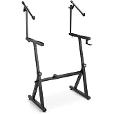 On-Stage KS1365 Z Keyboard Stand with Second Tier (Portable Heavy-Duty Setup for Two Keyboards, Synths, Organs, Digital Pianos, 400 Pound Weight Capacity, Adjustable Width and Height, Black)