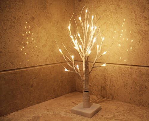 FestalED 24 LED Birch Bonsai Decorative Light,Tabletop Led Light with Warm White,Battery Powered
