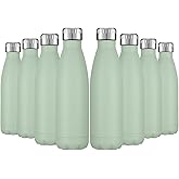 HASLE OUTFITTERS 17oz Stainless Steel Water Bottles Bulk, Vacuum Insulated Water Bottles Double Walled Powder Coated Reusable Metal Sports Water Bottles Keep Drinks Hot and Cold, Light Green, 8Packs