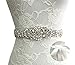 E-Clover Bridal Crystal Rhinestone Wedding Dress Sash Belt With Ribbon (Off White)
