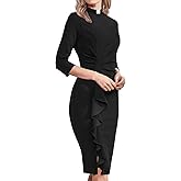 BLESSUME Catholic Church Women Clergy Tab Collar Dress Black Mass Pencil Dress