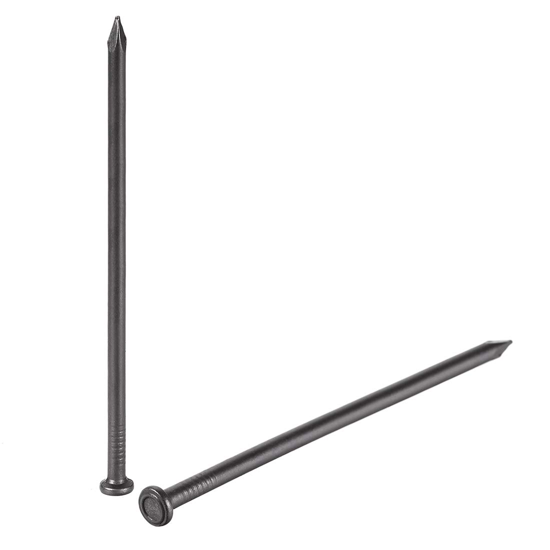 sourcing map Hardware Nails Carbon Steel Point Tip Wall Cement Nail 100mm(3.9") 5mm Rod Dia Black 10pcs