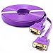 DTECH Ultra Slim Flat 10ft VGA to VGA Cable Male to Male Connector Wire for Computer Monitor - 3m - Purple