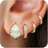 4Pairs Statement Gold Hoop Earrings for Women Trendy,Surgical Steel Gold Plated Hoop Hypoallergenic Earrings Set,Titanium Hoops Earring Stacks,CZ Cartilage Huggie Hoops Earring Gifts for Girlfriend