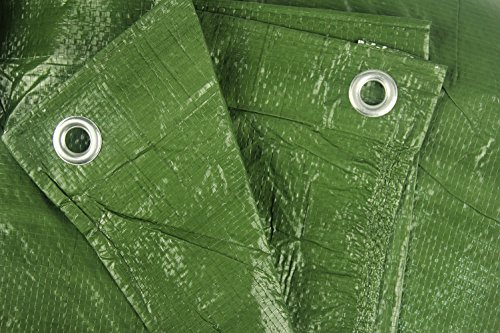 Hanjet 8 x 10 5 Mil Thick Camping Tarp Shelter Waterproof Tarps for Boat Pool with Grommets Army Green
