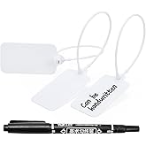 100pcs Luggage Tags Plastic Seals Shipping Label Logistics Sign Tie Bag Tag, Sealing Storage Multi Purpose Name ID Tag with Marker for Suitcases, Backpack, Schoolbag, Car Key (White)
