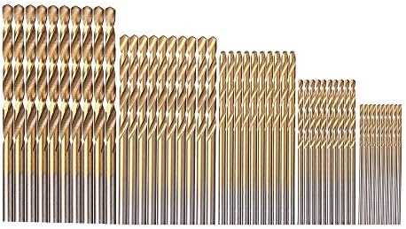 JelBo Titanium Drill Bit Set,1/1.5/2/2.5/3mm High Speed Steel Drill Bits, 50pcs HSS Shank Twist Drill Bits Tools for Wood Plastic and Aluminum