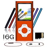 Tomameri - Compact and Portable MP3 / MP4 Player with Rhombic Button ( Including a 16 GB Micro SD Card ) Supporting Photo Viewer, E-Book Reader and Voice Recorder and FM Radio Video Movie (Orange)