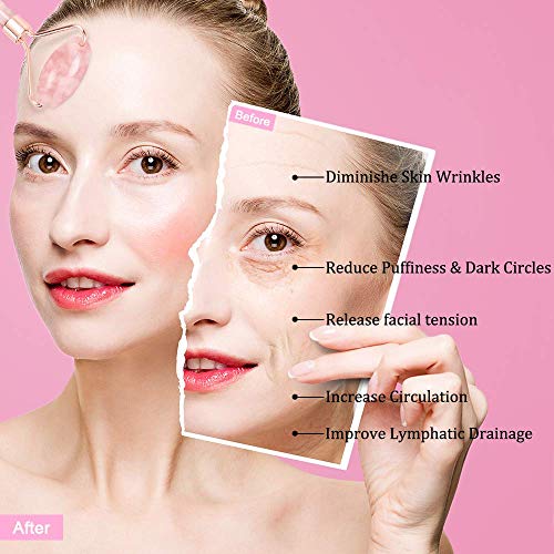 Face Jade Roller Gua Sha Set Facial Natural Stone Massager Anti-Aging Roller Body Eyes Neck Lymphatic Drainage Tool… - Image 2