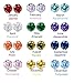 LOYALLOOK 12 Pairs Stainless Steel Round Cubic Zirconia Diamond Birthstone Stud Earrings for Women 4mm