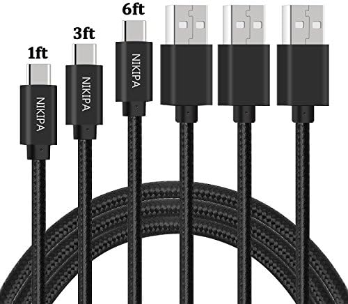 USB C Cable, Nikipa 3Pack( 1FT 3FT 6 FT) Nylon Braided USB Type C to USB A Data Sync and Charger Cable for Galaxy S8 S8 Plus, Nexus 5X/6P, Google Pixel and More