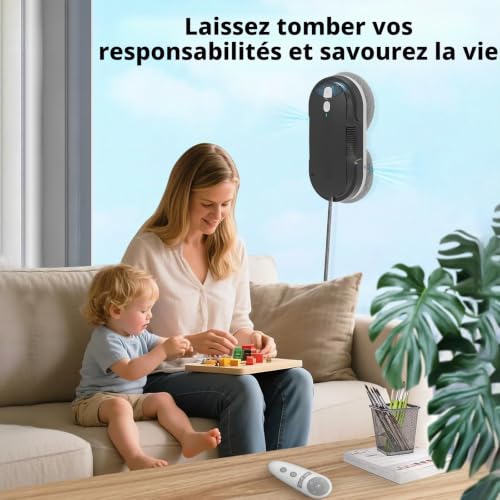 HIXZAP X1 Robot Window Cleaner with Two-Way Ultrasonic Spray, Double Propeller, 4800-6400pa, 85 ml Tank, Edge Detection, Smart Navigation, for Windows and Mirrors (Black)