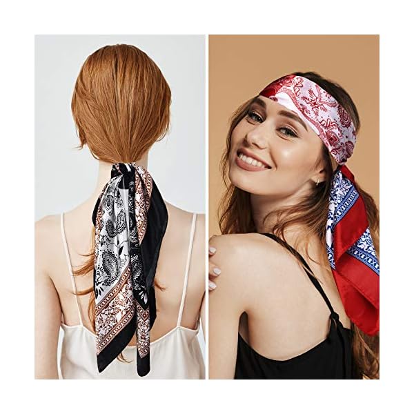 4 Pieces 35 Inch Satin Head Scarves 