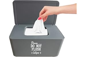 Moorfowl Baby Wipes Dispenser for Bathroom,Please DO NOT Flush Wipes Container Holder White,Upgarde Size (8.2L x 4.9W x 3.9H inches) Wipes Box Dispenser for Septic System or Septic Tank