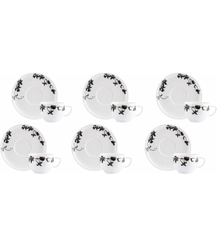 N Organic Basic ＆ WOLF 6点セット WOLFF - Conjunto 6 Xícaras de Chá de Porcelana com Pires Egg